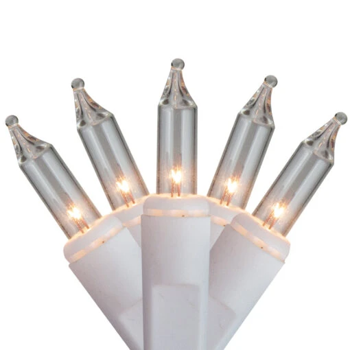 100ct Clear Mini Replacement Christmas Lights With Clips For Yard Art Decorations 25'