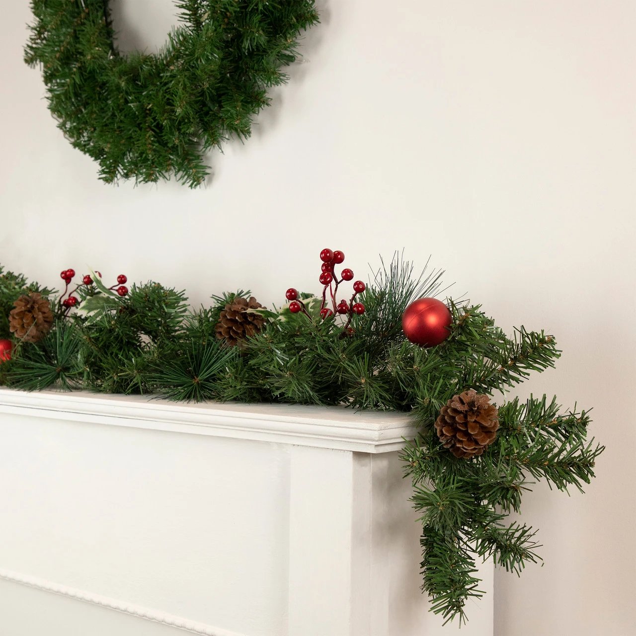 6' X 8" Pre-Decorated Holly Berry, Pine Cone, And Ball Artificial Christmas Garland, Unlit 4 6' X 8" Pre-Decorated Holly Berry, Pine Cone, And Ball Artificial Christmas Garland, Unlit - Image 2