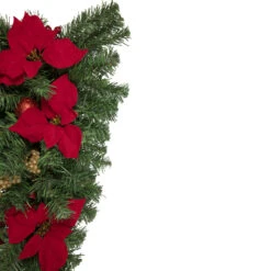 30'' Red Poinsettia And Gold Pine Cone Artificial Christmas Teardrop Swag, Unlit -Optimal Christmas Shop northlight s04189 2 updated 51468.1667655048