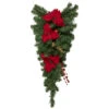 30'' Red Poinsettia And Gold Pine Cone Artificial Christmas Teardrop Swag, Unlit -Optimal Christmas Shop northlight s04189 updated 72766.1667655047