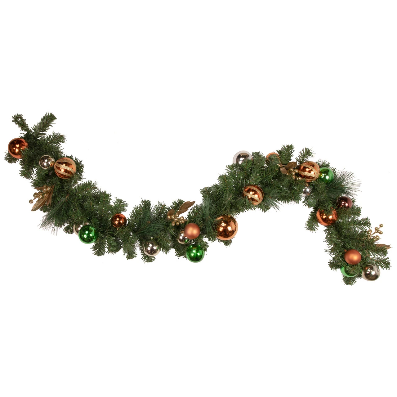 6' X 12'' Green Artificial Mixed Foliage With Ornaments Christmas Garland, Unlit 3 6' X 12'' Green Artificial Mixed Foliage With Ornaments Christmas Garland, Unlit