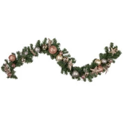 6' X 12" Green Foliage With Stars And Ornaments Artificial Christmas Garland, Unlit