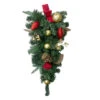30" Red And Gold Cedar And Pine Cone Artificial Christmas Teardrop Swag, Unlit -Optimal Christmas Shop northlight s27703 64392.1667488701