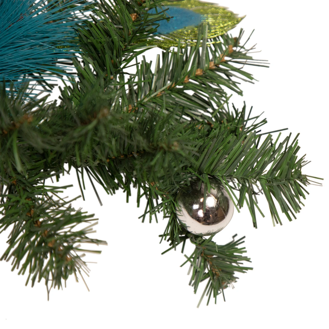 6' X 9" Peacock Feather And Poinsettia Artificial Christmas Garland, Unlit 5 6' X 9" Peacock Feather And Poinsettia Artificial Christmas Garland, Unlit - Image 3