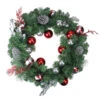 Red And Silver Ornaments Artificial Christmas Wreath - 24-Inch, Unlit