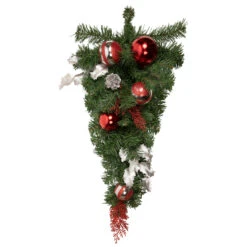 24" Green Cedar Artificial Christmas Teardrop Swag, Unlit