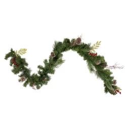 6' X 9" Pre-Decorated Frosted Pinecone And Berry Artificial Christmas Garland, Unlit