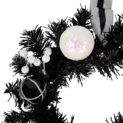 16" Pre-Lit Decorated Black Pine Artificial Christmas Wreath, Cool White LED Lights -Optimal Christmas Shop northlight s92630 5 11807.1684340675