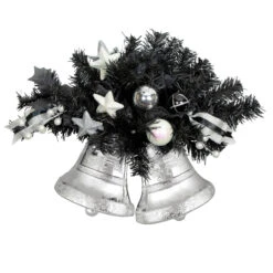 18" Decorated Black Pine Artificial Christmas Swag With Bells