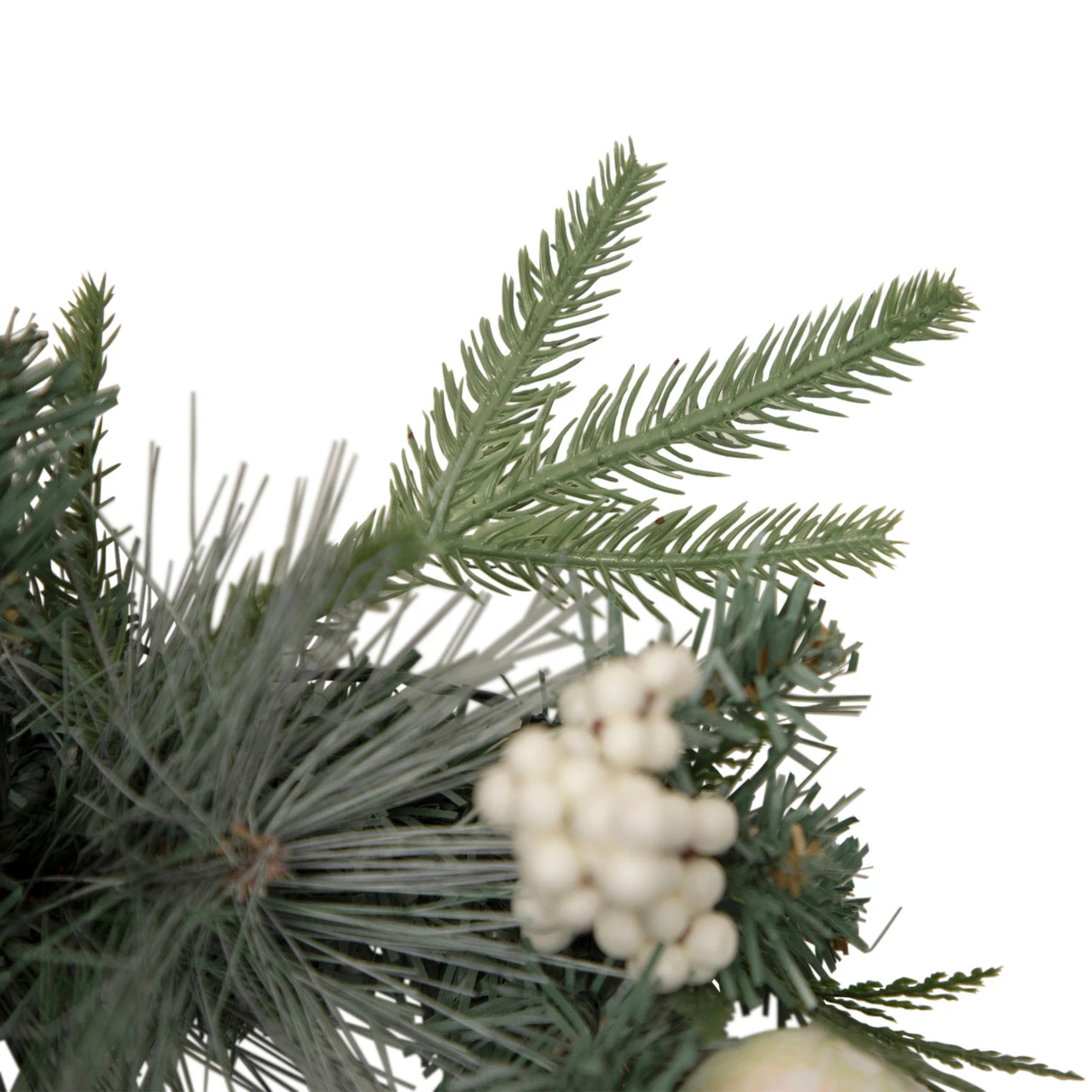 16" Pre-Lit Decorated Mixed Pine And White Berries Artificial Christmas Wreath 5 16" Pre-Lit Decorated Mixed Pine And White Berries Artificial Christmas Wreath - Image 3