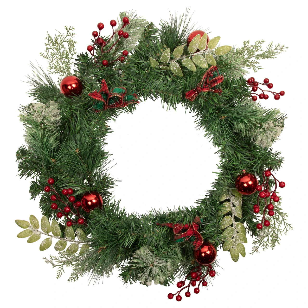 Decorated Frosted Pine And Pine Cone Artificial Christmas Wreath, 24-Inch, Unlit 3 Decorated Frosted Pine And Pine Cone Artificial Christmas Wreath, 24-Inch, Unlit