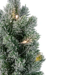 17-Inch Mini Artificial Tabletop LED Flocked Christmas Tree With Burlap Base- Clear Lights -Optimal Christmas Shop northlight sf89159 4 sample 71374.1667488082