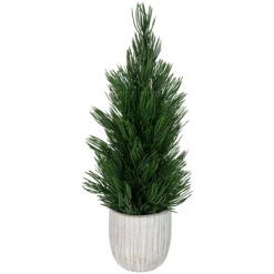 13.25" Mini Fir Artificial Tabletop Christmas Tree With Cement Base - Unlit