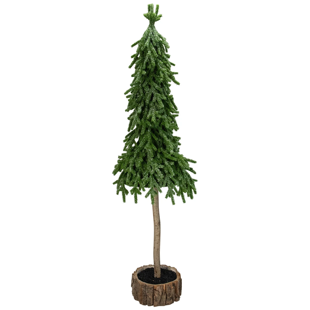 29.5-Inch Downswept Iced Artificial Christmas Tree Wood Base - Unlit 3 29.5-Inch Downswept Iced Artificial Christmas Tree Wood Base - Unlit
