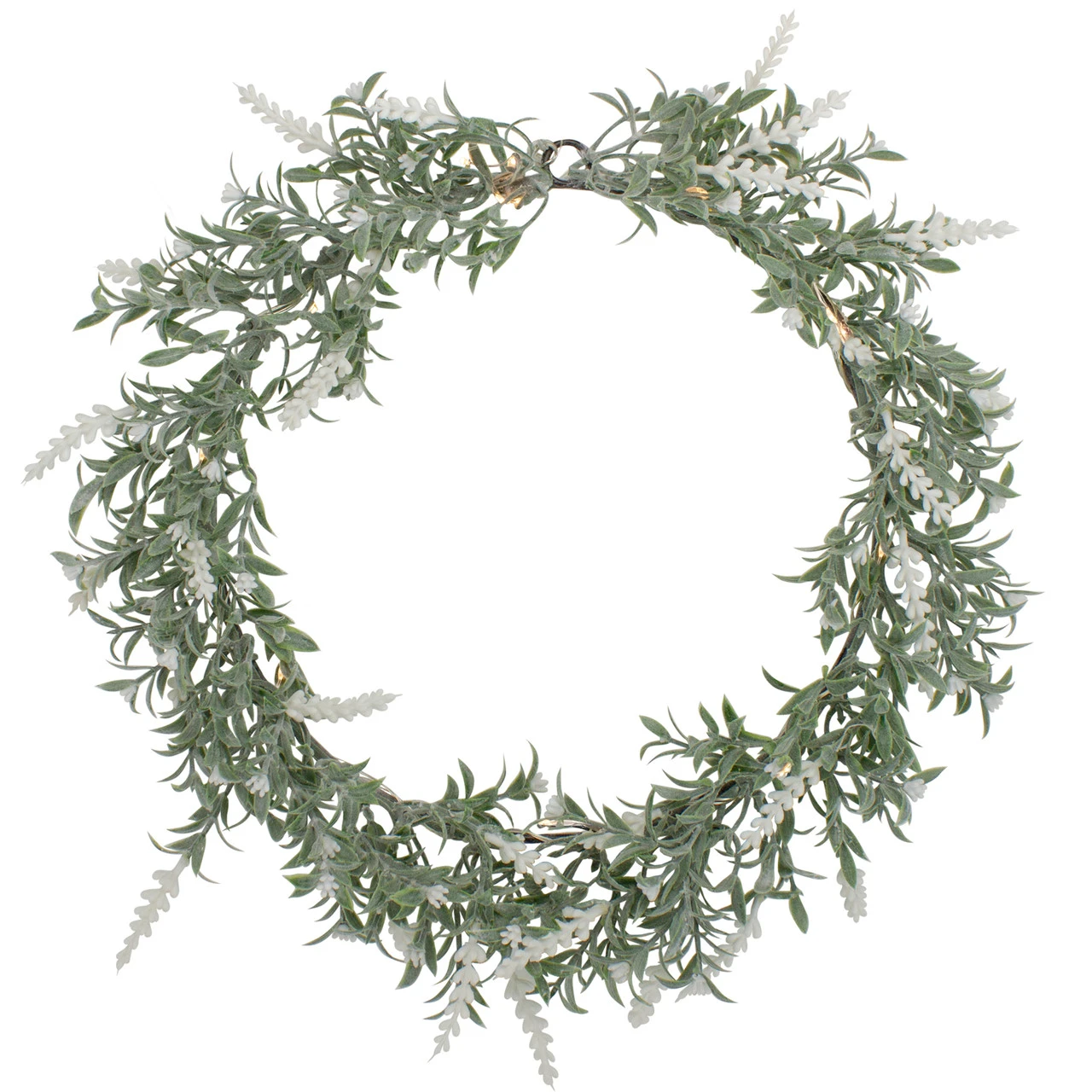 Artificial LED Lighted White Lavender Spring Wreath- 16-inch, White Lights 3 Artificial LED Lighted White Lavender Spring Wreath- 16-inch, White Lights