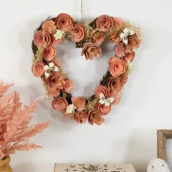 10" Pink Wooden Rose Heart Spring Wreath With Butterflies -Optimal Christmas Shop northlight sh26781 3 updated 23713.1681741549