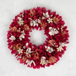 13" Fuchsia Pink And White Wooden Floral Spring Wreath With Berries 9 13" Fuchsia Pink And White Wooden Floral Spring Wreath With Berries -Optimal Christmas Shop northlight sh27005 ongray 37842.1680051679
