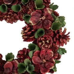 Red And Green Floral And Pine Cone Wooden Christmas Wreath - 13.5-Inch, Unlit -Optimal Christmas Shop northlight sh27135 2 46122.1667576060
