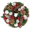 White Wooden Rose, Pine Cone And Berry Artificial Christmas Wreath, 10-Inch, Unlit -Optimal Christmas Shop northlight sh36203 1 42807.1667655148