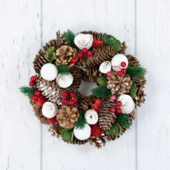 White Wooden Rose, Pine Cone And Berry Artificial Christmas Wreath, 10-Inch, Unlit 7 White Wooden Rose, Pine Cone And Berry Artificial Christmas Wreath, 10-Inch, Unlit -Optimal Christmas Shop northlight sh36203 2 86918.1667655149