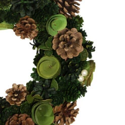 Green Wooden Rose And Pine Cone Artificial Christmas Wreath, 13.5-Inch, Unlit 7 Green Wooden Rose And Pine Cone Artificial Christmas Wreath, 13.5-Inch, Unlit -Optimal Christmas Shop northlight sh36220 2 29322.1667659930