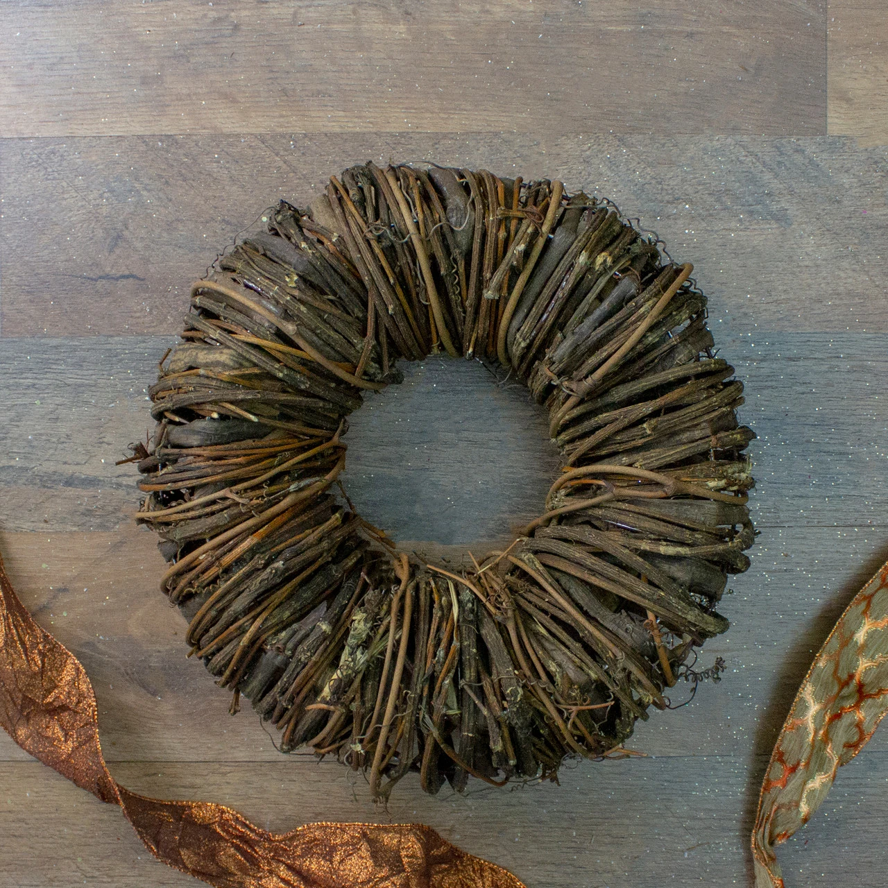 12" Brown Rustic Twig And Tree Bark Artificial Spring Wreath 4 12" Brown Rustic Twig And Tree Bark Artificial Spring Wreath - Image 2