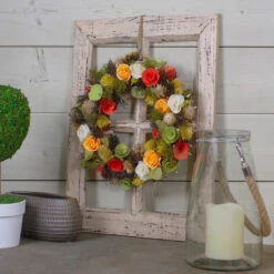 Orange And Yellow Flowers With Moss And Twig Artificial Floral Spring Wreath, 12-Inch -Optimal Christmas Shop northlight sh75319 4 34809.1667661996