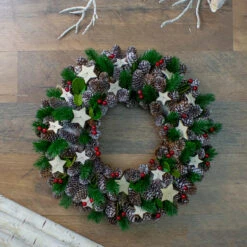 Pine Cone With Berries And Stars Artificial Christmas Wreath, 14-Inch, Unlit -Optimal Christmas Shop northlight sh86367 2 23238.1667530696