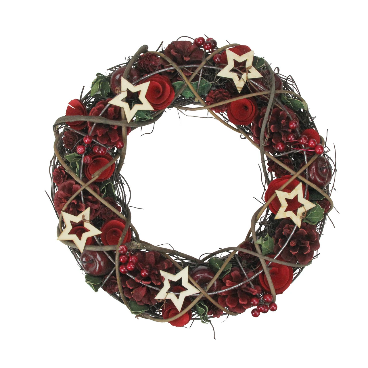 Apples And Berries With Stars Artificial Christmas Wreath,13-Inch, Unlit 3 Apples And Berries With Stars Artificial Christmas Wreath,13-Inch, Unlit