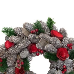 Pine Cones And Red Wooden Roses Artificial Christmas Wreath, 10-Inch, Unlit -Optimal Christmas Shop northlight sh86451 1 18839.1667490025