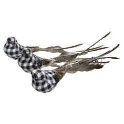 Set Of 3 Black And White Plaid Clip-On Canary Christmas Ornaments 9.75" -Optimal Christmas Shop northlight sh89559 3 07173.1667572564
