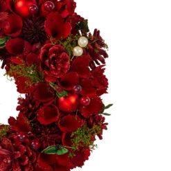 Red And Green Velvet Floral With Berries Christmas Wreath,12-Inch -Optimal Christmas Shop northlight sh89564 2 updated 15063.1667519205