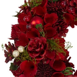 Red And Green Velvet Floral With Berries Christmas Wreath,12-Inch -Optimal Christmas Shop northlight sh89564 4 updated 08975.1667519205