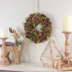 Green And Brown Pine Cone And Berry Christmas Wreath - 13" Unlit -Optimal Christmas Shop northlight sh89583 3 updated 37011.1667576946