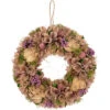 12" Purple And Beige Wooden Floral Spring Wreath With Preserved Artichoke