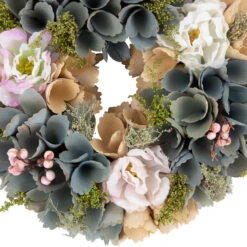 10" Tan And Blue Wooden Floral Spring Wreath 10 10" Tan And Blue Wooden Floral Spring Wreath -Optimal Christmas Shop northlight sh91470 2 15273.1680051730