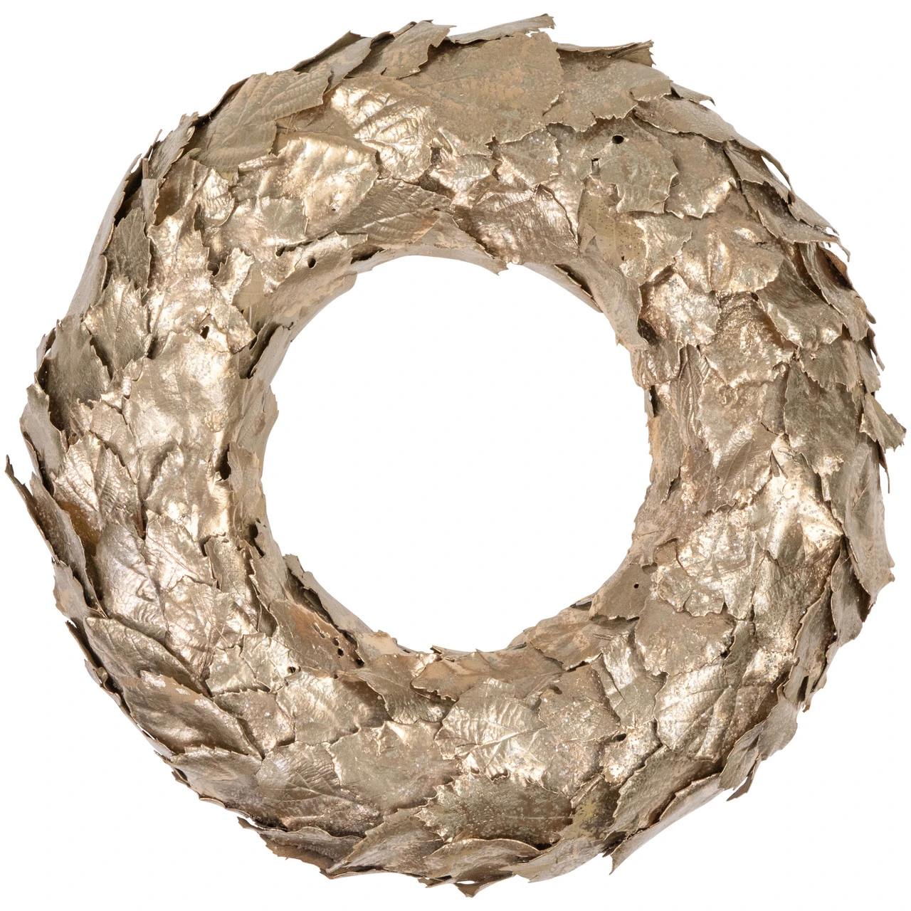 Gold Layered Leaves Christmas Wreath, 15.5-Inch, Unlit 3 Gold Layered Leaves Christmas Wreath, 15.5-Inch, Unlit
