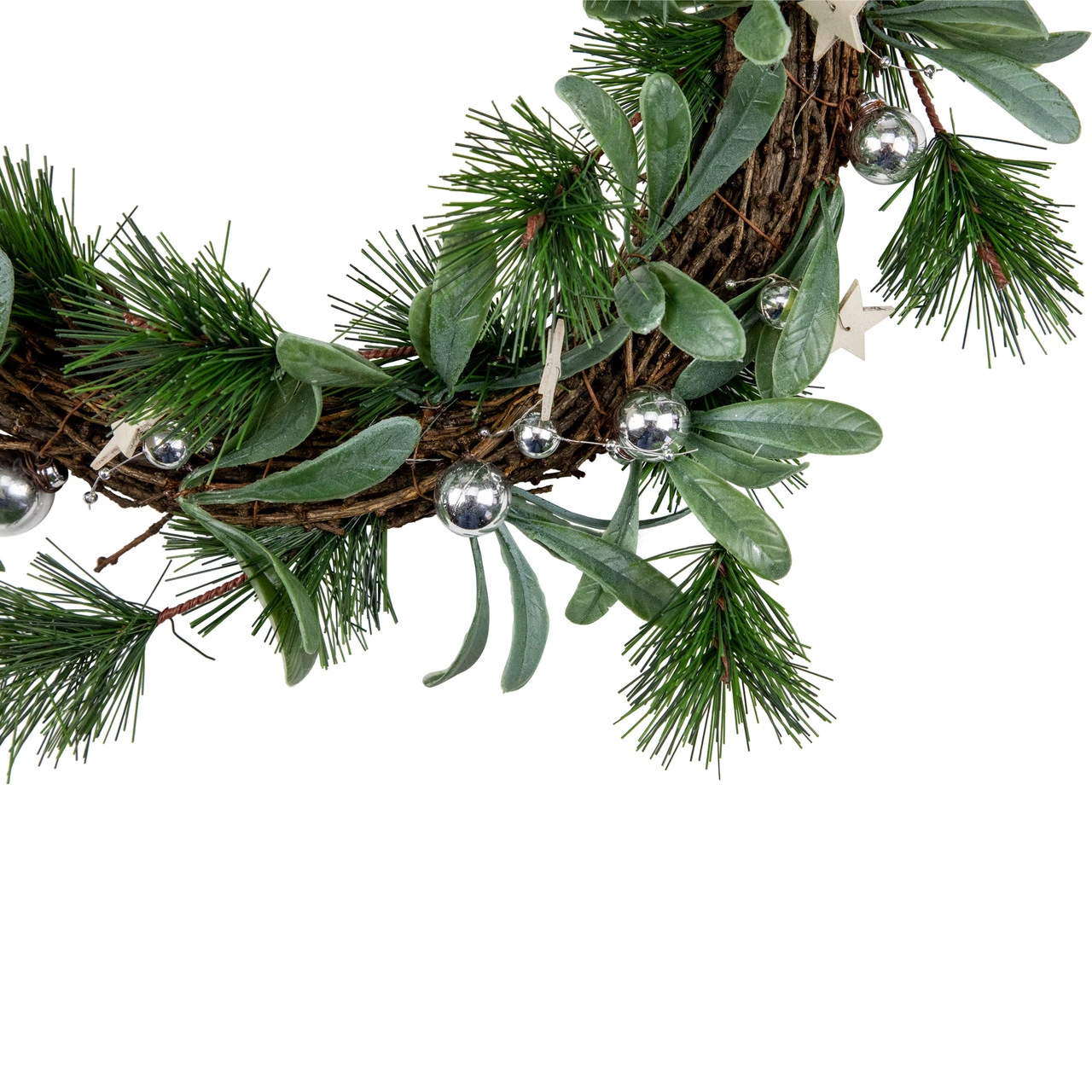 Pine Needle And Silver Ball Ornament Artificial Christmas Wreath, 12-Inch, Unlit 4 Pine Needle And Silver Ball Ornament Artificial Christmas Wreath, 12-Inch, Unlit - Image 2