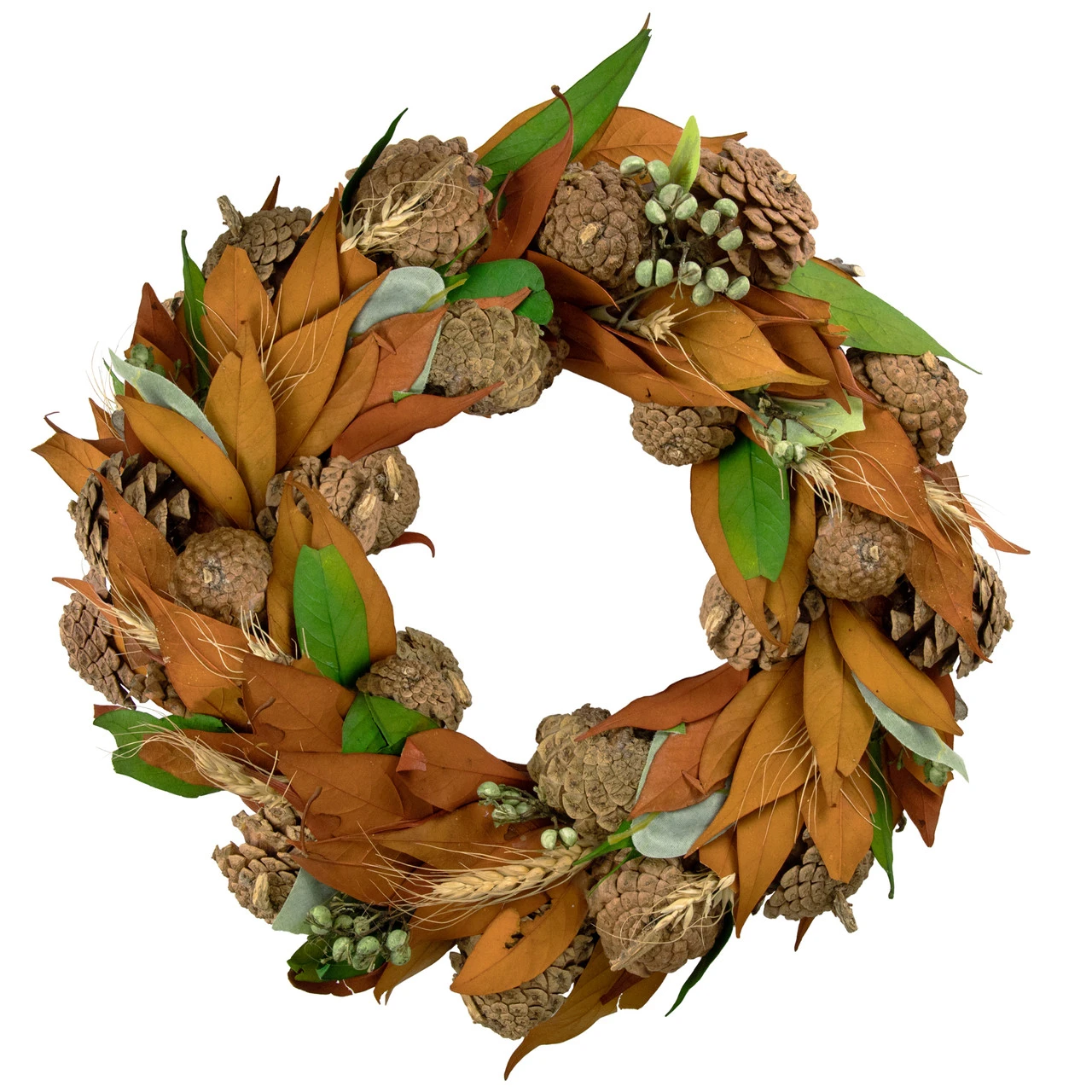 Fall Foliage And Pine Cones Autumn Harvest Wreath, 12-Inch, Unlit 3 Fall Foliage And Pine Cones Autumn Harvest Wreath, 12-Inch, Unlit