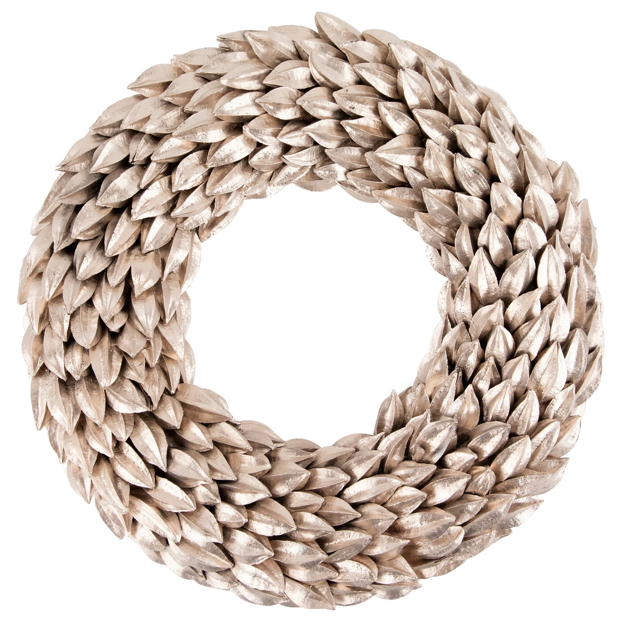 Champagne Gold Budding Leaves Glitter Christmas Wreath, 11.5-Inch, Unlit 3 Champagne Gold Budding Leaves Glitter Christmas Wreath, 11.5-Inch, Unlit