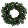 Green Pine, Pinecone With Berries Christmas Wreath, 14-Inch, Unlit