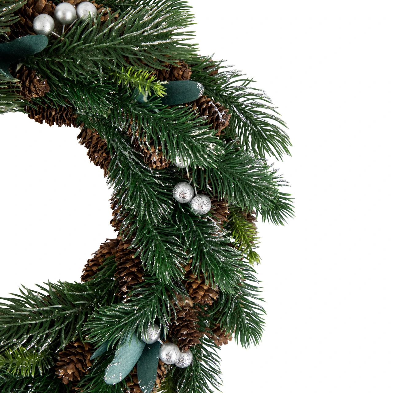 Green Pine, Pinecone With Berries Christmas Wreath, 14-Inch, Unlit 5 Green Pine, Pinecone With Berries Christmas Wreath, 14-Inch, Unlit - Image 3