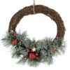 Red Ornaments, Pine Needle And Stars Frosted Christmas Wreath, 13.75-Inch -Optimal Christmas Shop northlight sh94268 1new 82394.1667929713