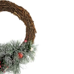 Red Ornaments, Pine Needle And Stars Frosted Christmas Wreath, 13.75-Inch -Optimal Christmas Shop northlight sh94268 4new 61296.1667929714