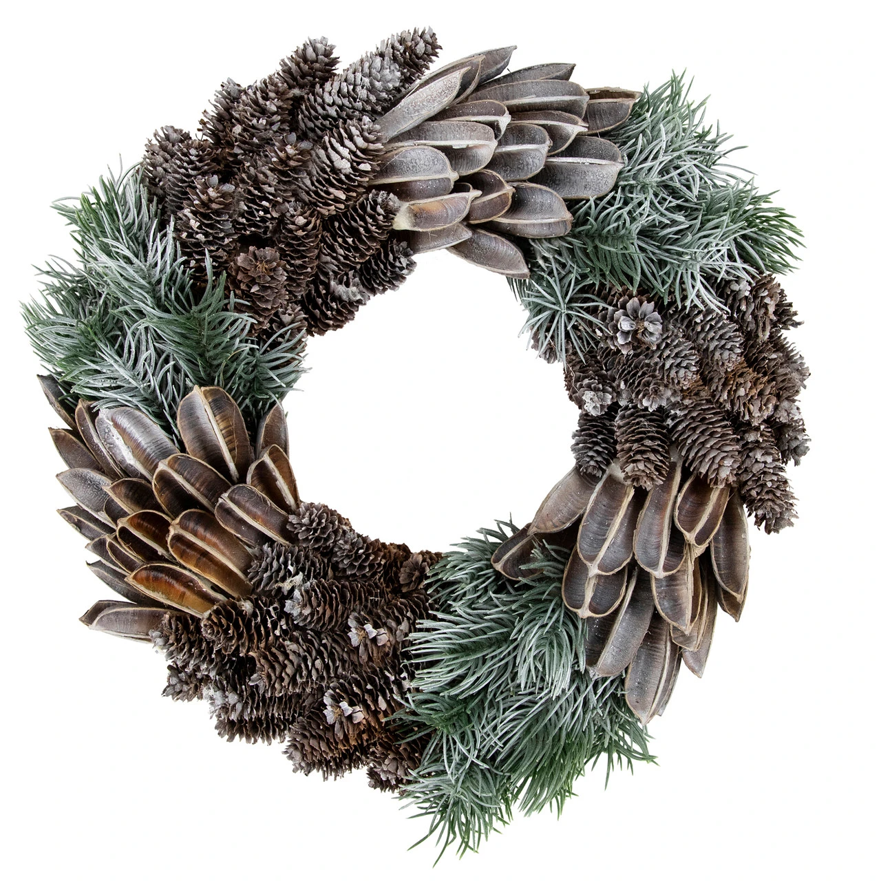 Brown And Green Pine Needle And Pine Cone Artificial Christmas Wreath, 13.5-Inch, Unlit 3 Brown And Green Pine Needle And Pine Cone Artificial Christmas Wreath, 13.5-Inch, Unlit