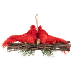 8" Double Cardinal And Pine Needle Branch Hanging Christmas Ornament -Optimal Christmas Shop northlight sh94292 4 05108.1668093150