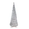 6' Pre-Lit Silver Tinsel Pop-Up Artificial Christmas Tree - Clear Lights -Optimal Christmas Shop northlight sm15303 29525.1667655551