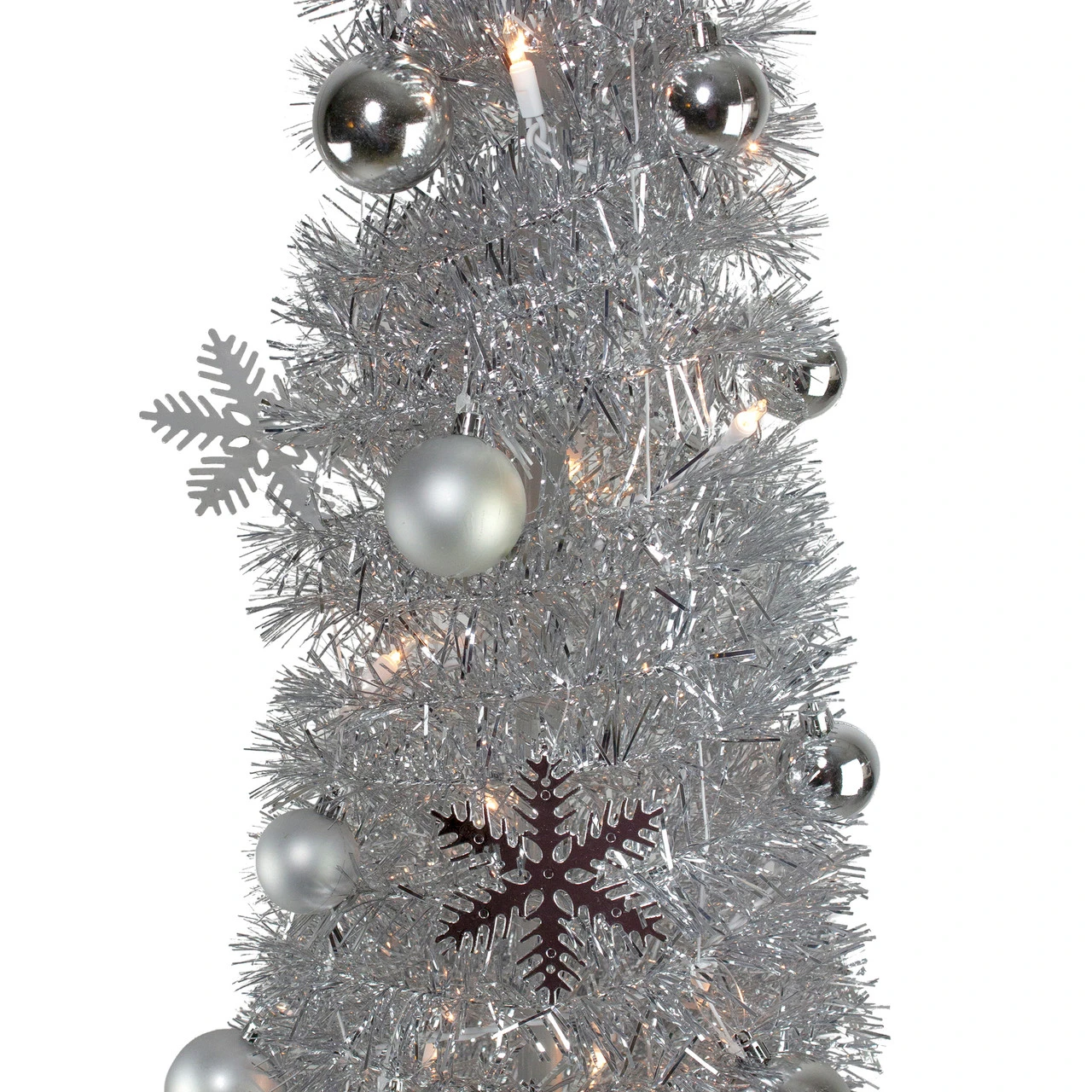 6' Pre-Lit Silver Pre-Decorated Pop-Up Artificial Christmas Tree 4 6' Pre-Lit Silver Pre-Decorated Pop-Up Artificial Christmas Tree - Image 2