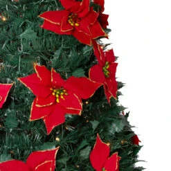 6' Pre-Lit Slim Pre-Decorated Poinsettia Pop-Up Artificial Christmas Tree -Optimal Christmas Shop northlight sm27458 1 88995.1667487547