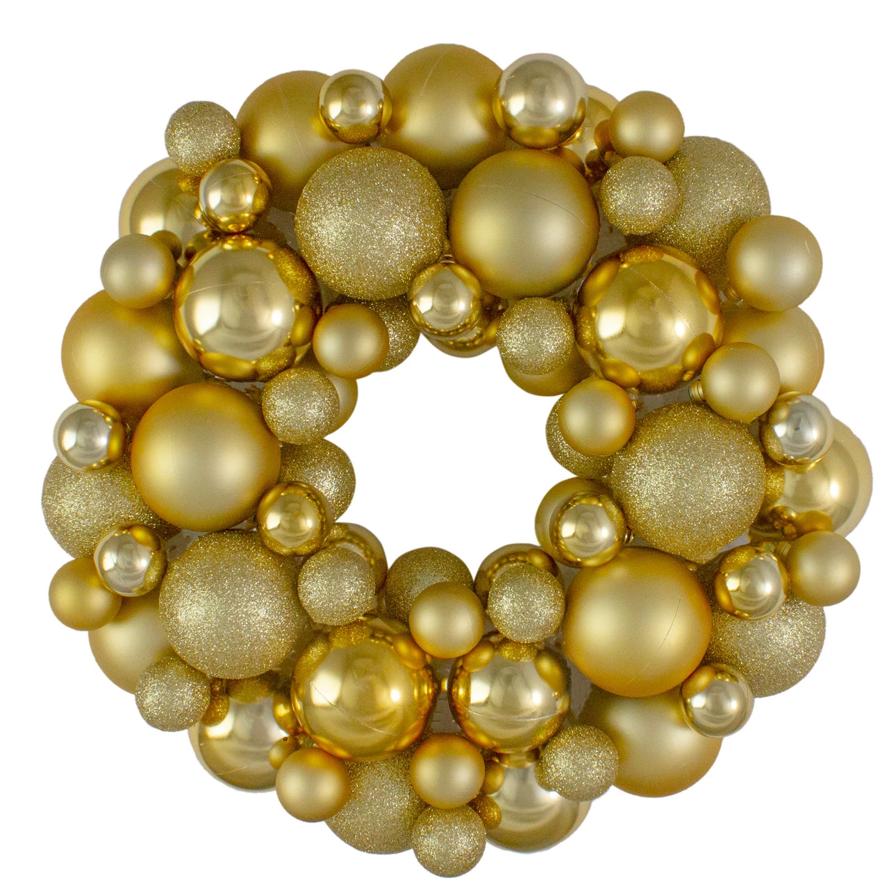 Vegas Gold 3-Finish Shatterproof Ball Christmas Wreath, 13-Inch 3 Vegas Gold 3-Finish Shatterproof Ball Christmas Wreath, 13-Inch